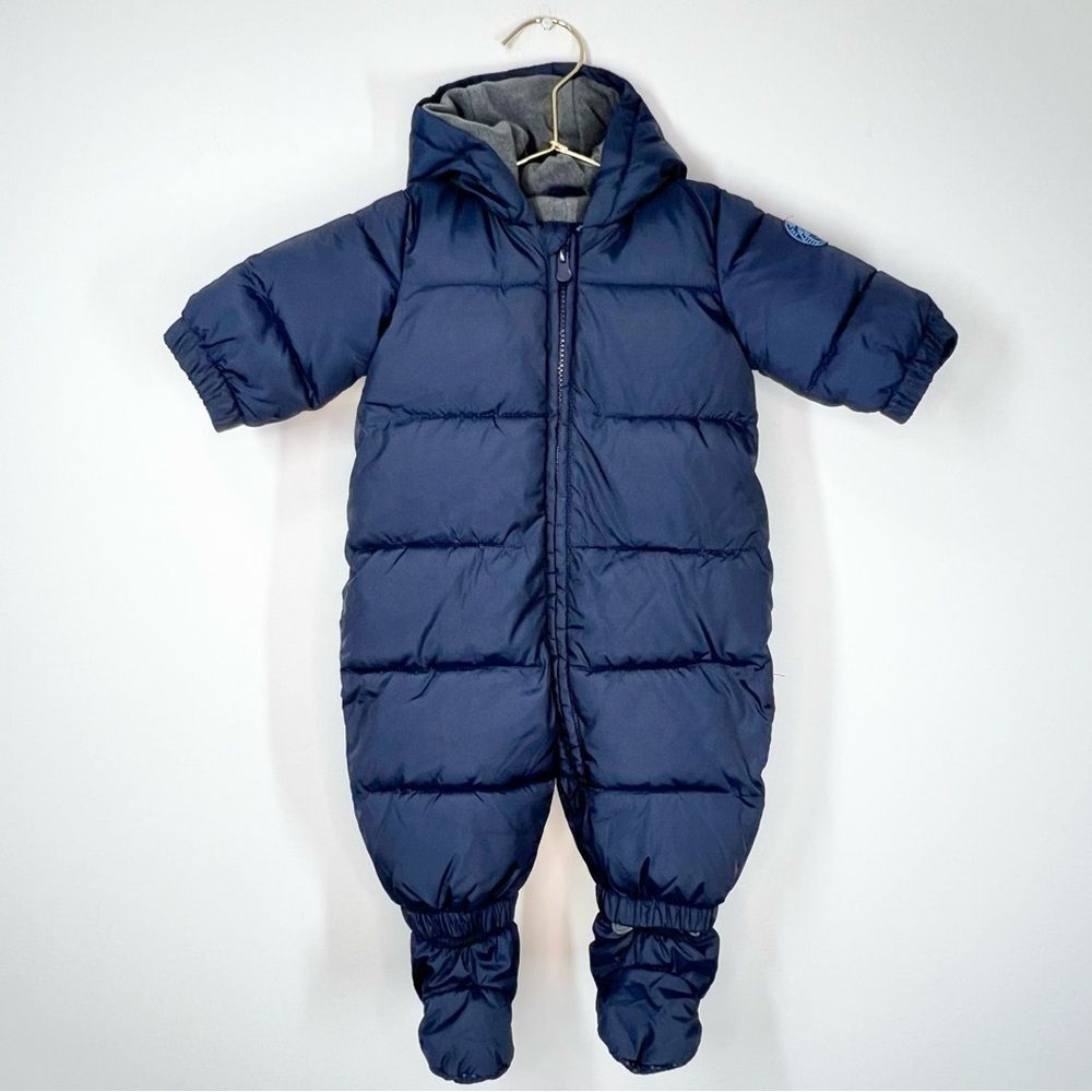 Baby Gap Navy Blue Fleece Lined Hooded Snow Suit One Piece 0-6 months